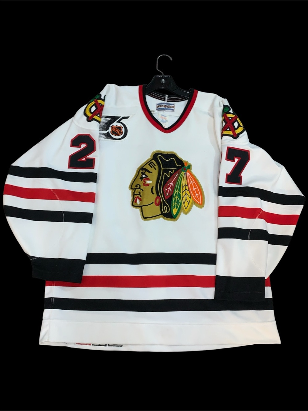 Vintage Jeremy Roenick 75th Anniversary CCM Authentic SIGNED On Ice Jersey Sz 48